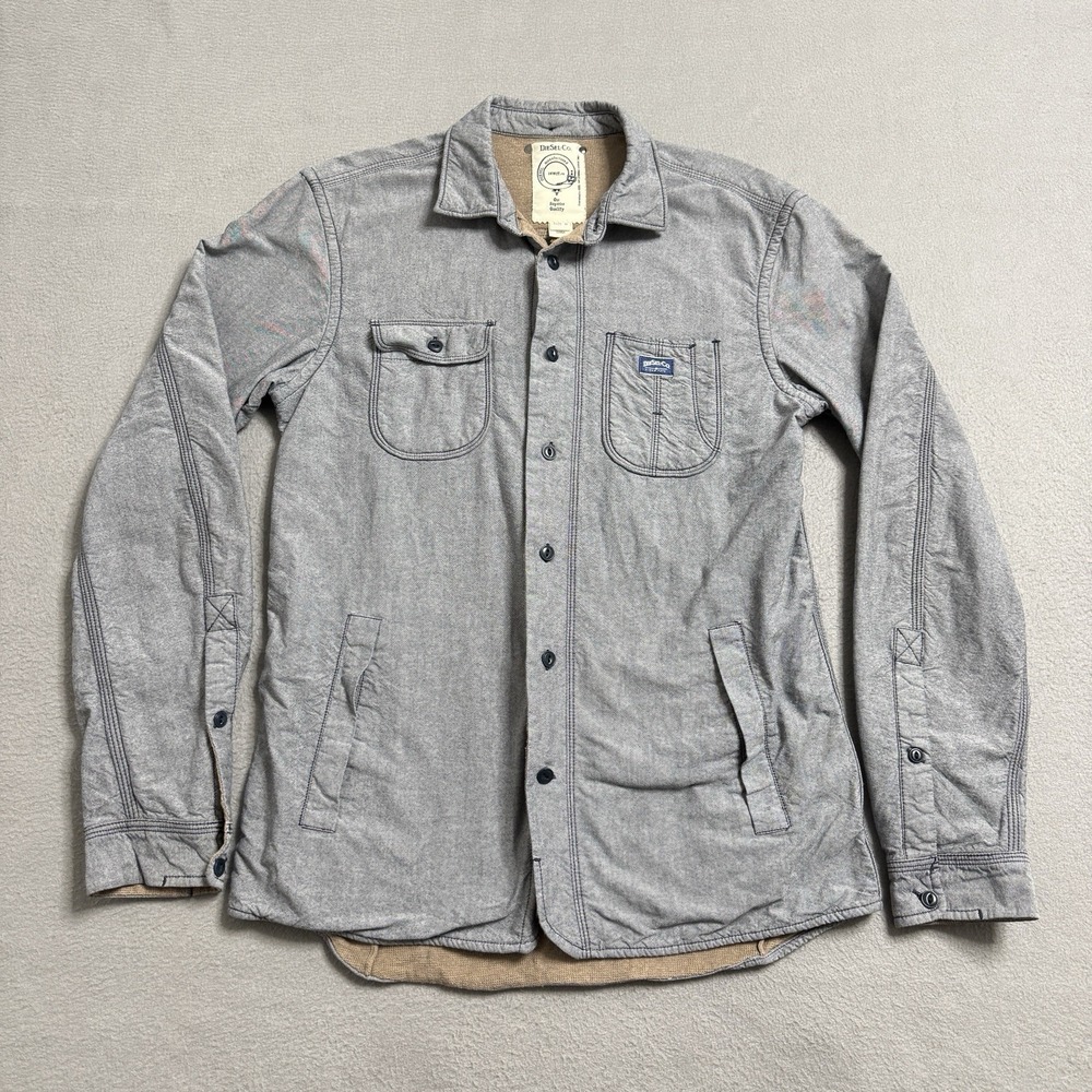 Diesel Shirt Jacket Mens M Gray Button Up Utility Workwear Chore Jacket Slim Fit